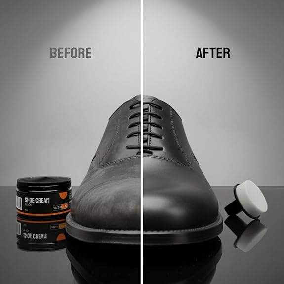 SNEAKARE Shoe Cream with Built-In Applicator | Water-Based Formula Shoe Polish for Leather Shoes, Bags, Jacket & Other Accessories | Footwear Shiner & Conditioner (Black, Brown & Neutral)