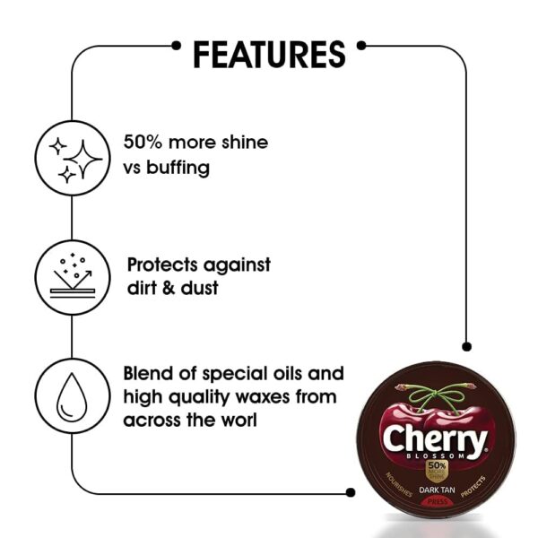 Cherry Blossom Wax Shoe Polish Dark Tan - 40gm | Leather Shoe Shiner