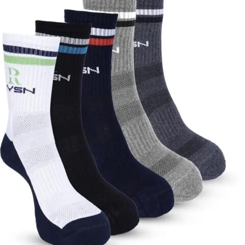 Men Crew Length Cotton Socks, Formal Socks Ideal for Home, Office Wear, Odour Free & Cushioned Base, Padded Base & Anti-bacterial