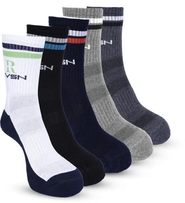 Men Crew Length Cotton Socks, Formal Socks Ideal for Home, Office Wear, Odour Free & Cushioned Base, Padded Base & Anti-bacterial