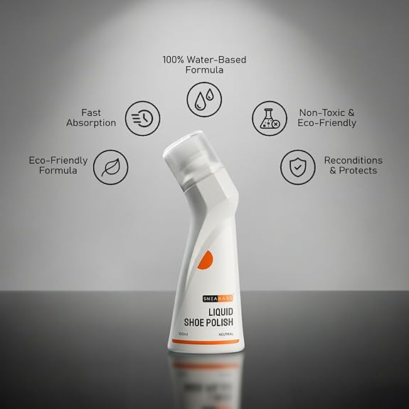 SNEAKARE Liquid Shoe Polish, 100 ml – Water-Based Formula with Spill-Proof Applicator