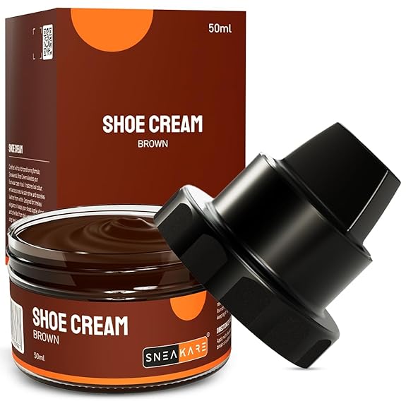 SNEAKARE Shoe Cream with Built-In Applicator | Water-Based Formula Shoe Polish for Leather Shoes, Bags, Jacket & Other Accessories