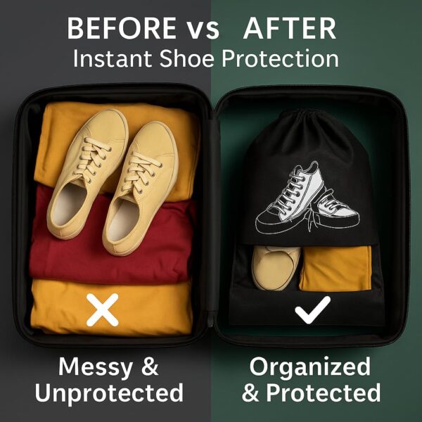 DALUCI Shoe Bag for Travel Pack of 6, Shoe Cover for Storage at Home, Reusable Shoe Bags for Travelling Men & Women, Travelling Accessories Organizer for Gym & Travel