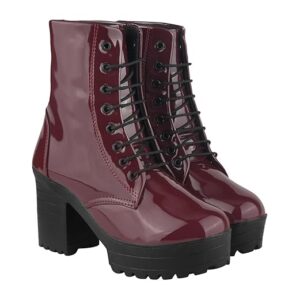 Shoetopia Women & Girls Lace Up Block Heeled Western Boots