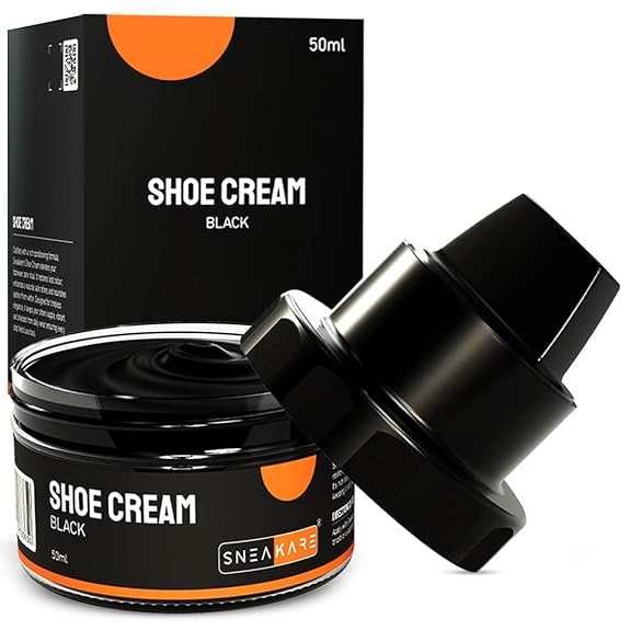 SNEAKARE Shoe Cream with Built-In Applicator | Water-Based Formula Shoe Polish for Leather Shoes, Bags, Jacket & Other Accessories | Footwear Shiner & Conditioner (Black, Brown & Neutral)