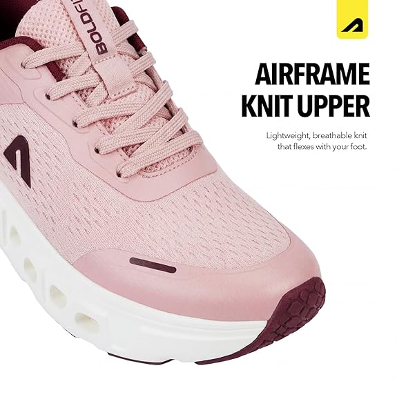 Boldfit Women Running Shoes, Lightweight Breathable Mesh, EVA Cushioned Non-Slip Sole, Shock Absorption, Flexible Training & Sports Sneakers for Gym, Running & Everyday Wear