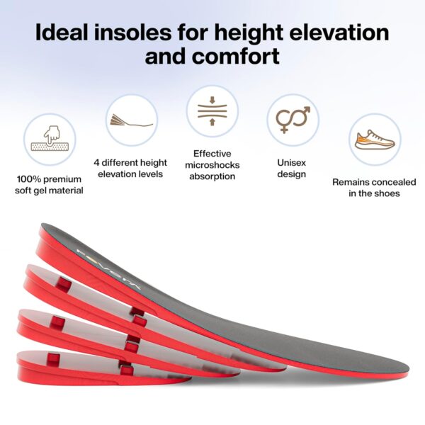 FOVERA Height Increasing Insoles - Gel Height Increase Insole for Shoe for Women