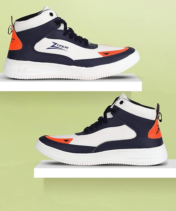 Zixer Men's Korean Streetwear Trendy Latest Modern Urban Fancy Light Weight High Top Platform Fashion Synthetic Leather Sneakers/Sports/Casual Shoes for Mens