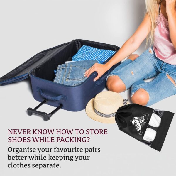 DALUCI Shoe Bag for Travel Pack of 6, Shoe Cover for Storage at Home, Reusable Shoe Bags for Travelling Men & Women, Travelling Accessories Organizer for Gym & Travel