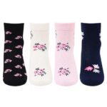 Bonjour Women's Ankle Length Cotton Socks (Pack Of 4) (BRO8418-PO4_Multicolour)