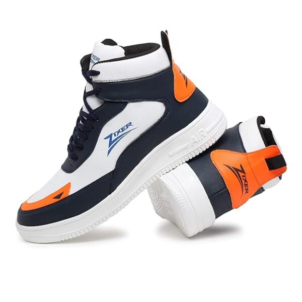 Zixer Men's Korean Streetwear Trendy Latest Modern Urban Fancy Light Weight High Top Platform Fashion Synthetic Leather Sneakers/Sports/Casual Shoes for Mens