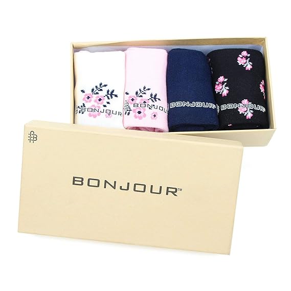 Bonjour Women's Ankle Length Cotton Socks (Pack Of 4) (BRO8418-PO4_Multicolour)