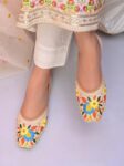 XE Looks Women’s Embroidered Ethnic Slip-On Flats with Floral Threadwork and Pearl Detailing