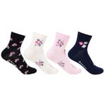 Bonjour Women's Ankle Length Cotton Socks (Pack Of 4) (BRO8418-PO4_Multicolour)