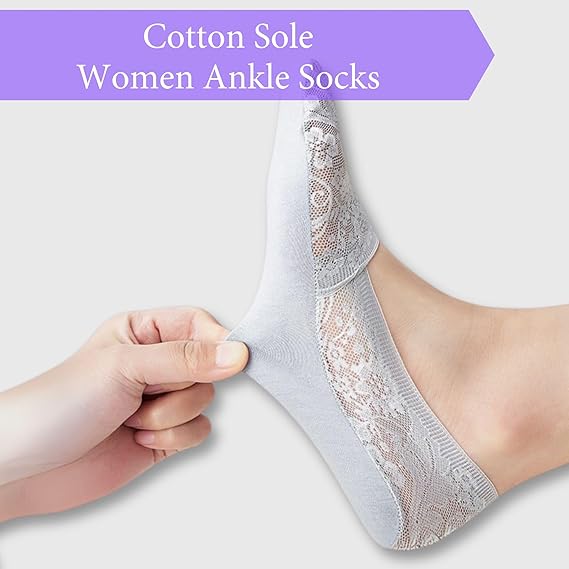 Flammi Women's No Show Liner Socks Non Slip Cotton Bottom Socks for Sneaker Lofer