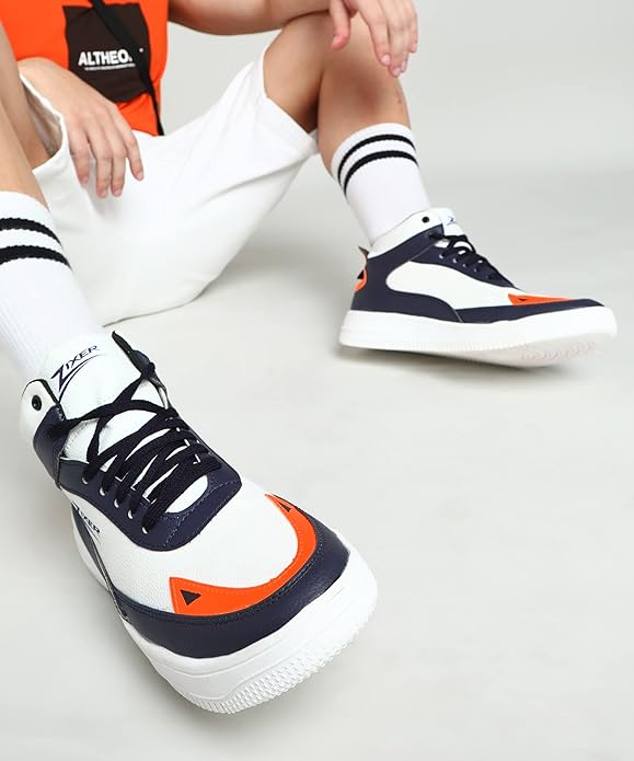 Zixer Men's Korean Streetwear Trendy Latest Modern Urban Fancy Light Weight High Top Platform Fashion Synthetic Leather Sneakers/Sports/Casual Shoes for Mens