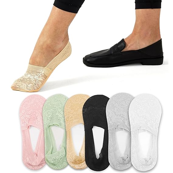 Flammi Women's No Show Liner Socks Non Slip Cotton Bottom Socks for Sneaker Lofer