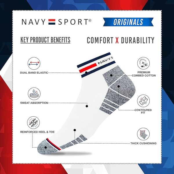 NAVYSPORT Originals Unisex Casual Cushion Cotton Ankle Socks