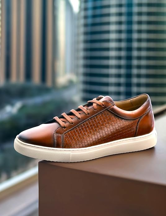 Symbol Premium Mens Smart Casual Flat Leather Sneakers