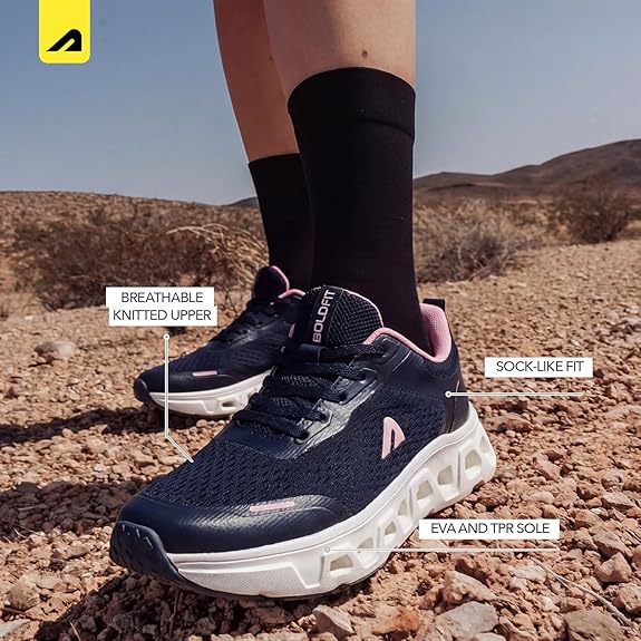 Boldfit Women Running Shoes, Lightweight Breathable Mesh, EVA Cushioned Non-Slip Sole, Shock Absorption, Flexible Training & Sports Sneakers for Gym, Running & Everyday Wear